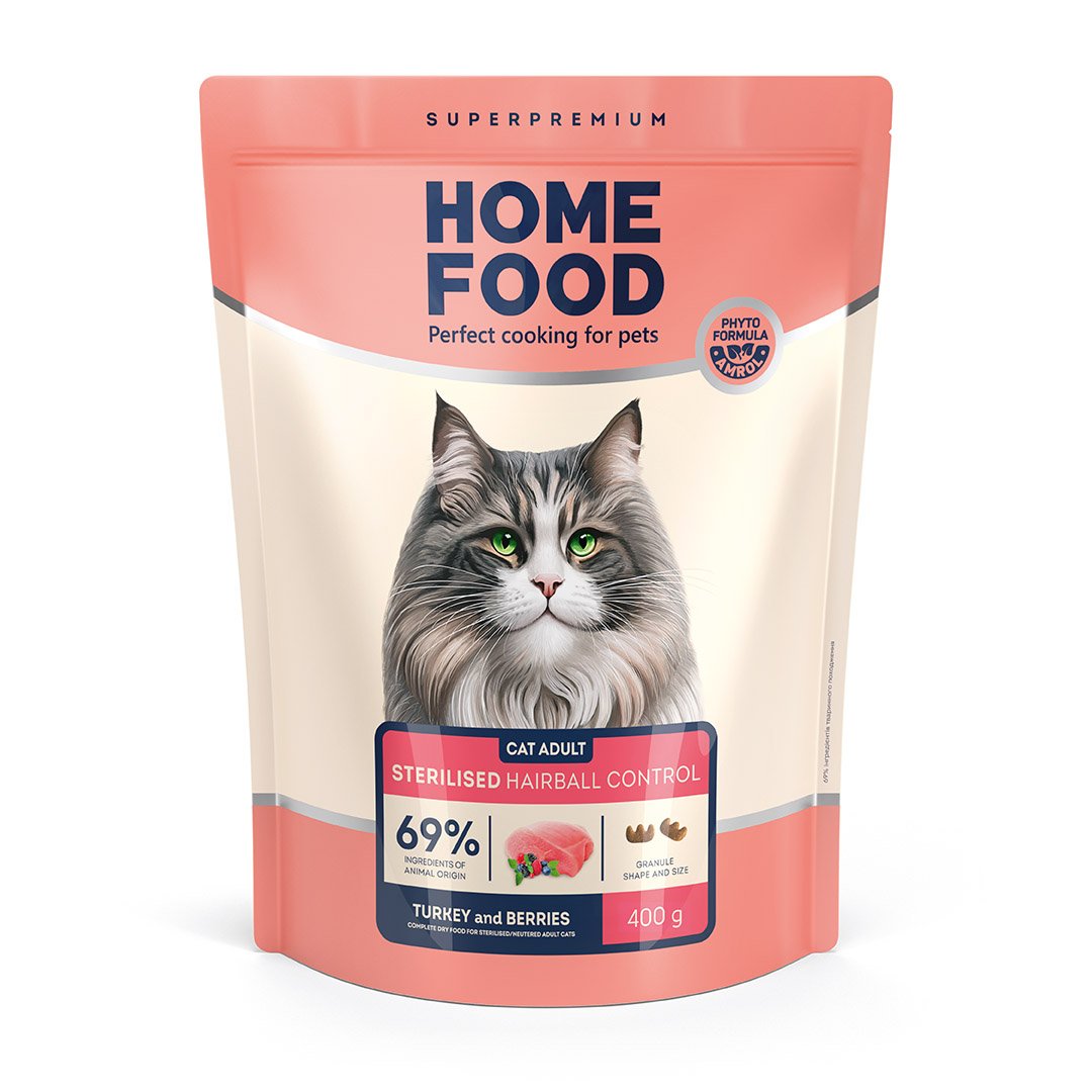 0.4 кг Hairball control NEW Home Food CAT ADULT Виведення шерсті зi шлунку «Hairball Control» - Зображення 1