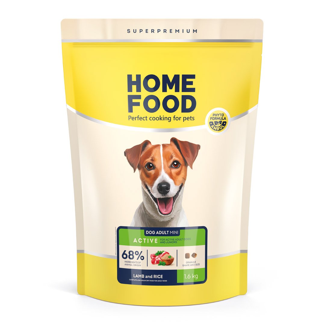 1.6 кг ягнятина з рисом NEW (2) Home Food "DOG ADULT MINI Для активних собак і юніорів «Ягнятина з рисом»" - Зображення 1