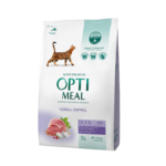 OPTIMEAL™. Повнораціонний сухий корм для дорослих котів з ефектом виведення шерсті - качка