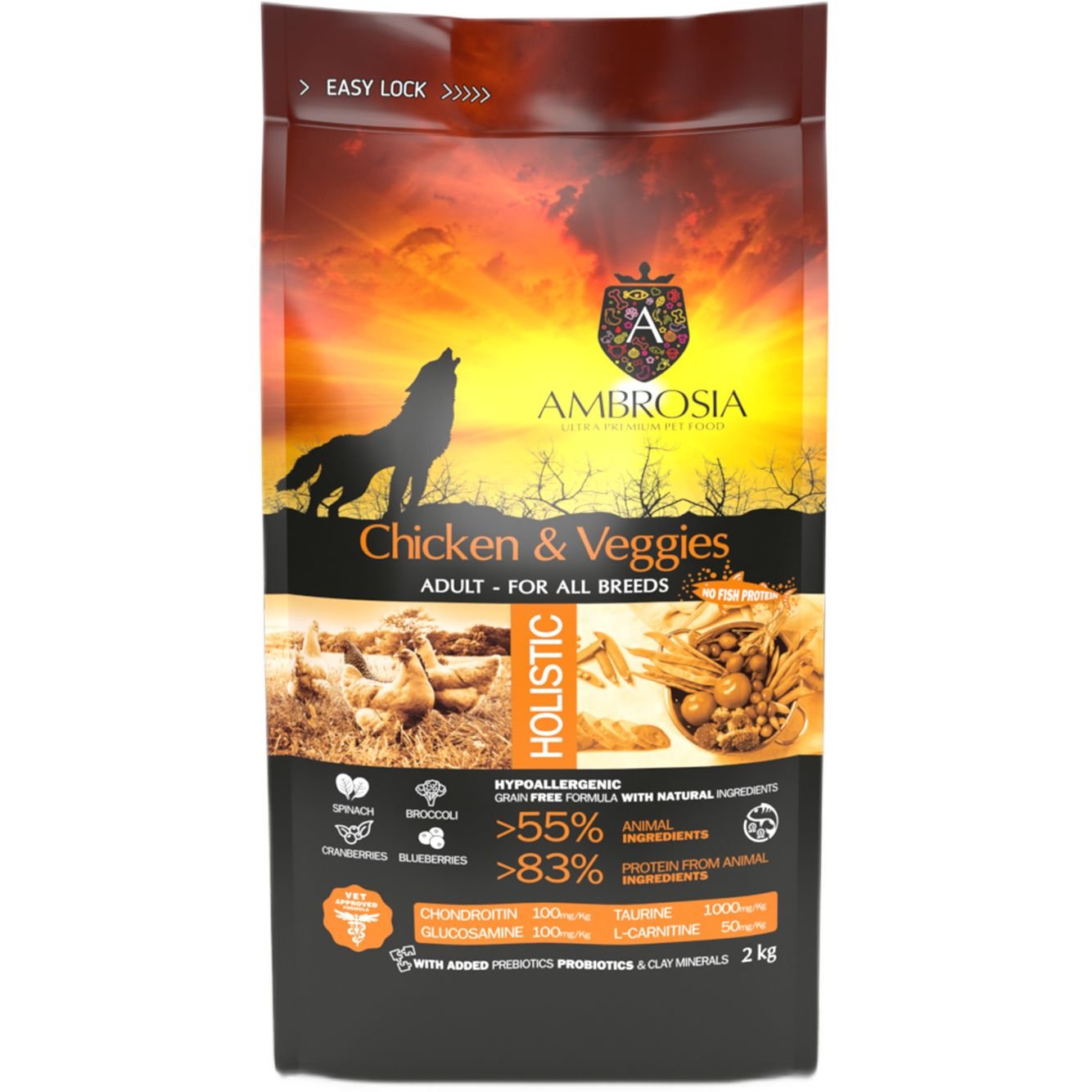 Ambrosia Grain free з куркою та овочами для дорослих собак усіх порід-2 Беззерновий корм Ambrosia Grain free з куркою та овочами для дорослих собак усіх порід - Зображення 1