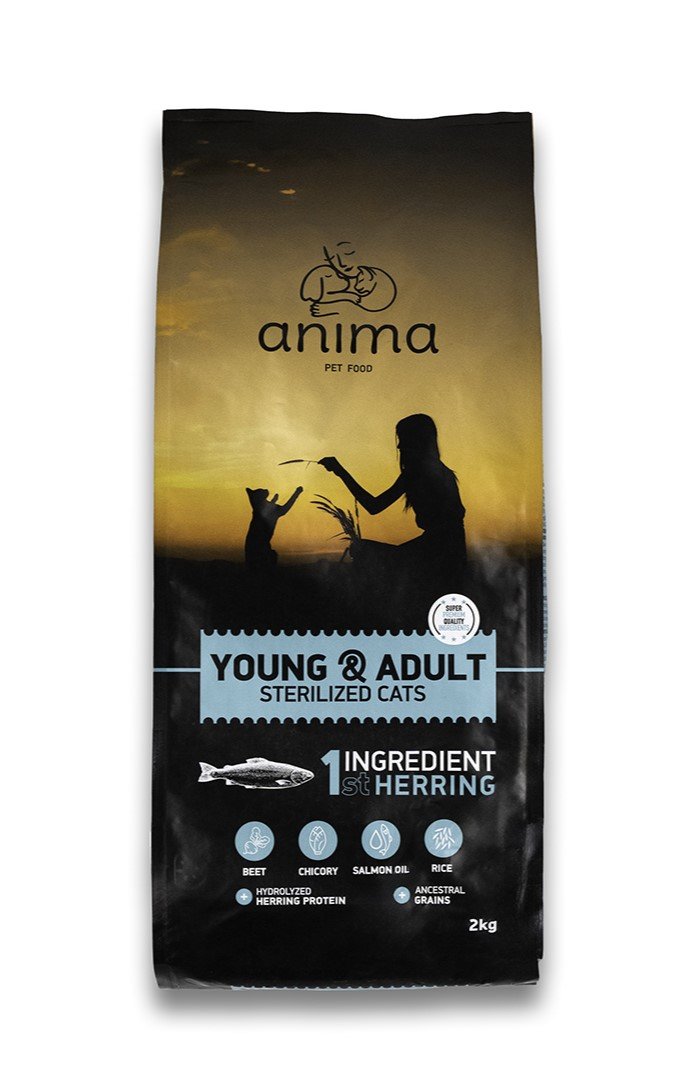 ANCH - ANIMA CAT HERRING FRONT Сухий корм для молодих та дорослих стерилізованих кішок Anima з оселедцем - Зображення 1