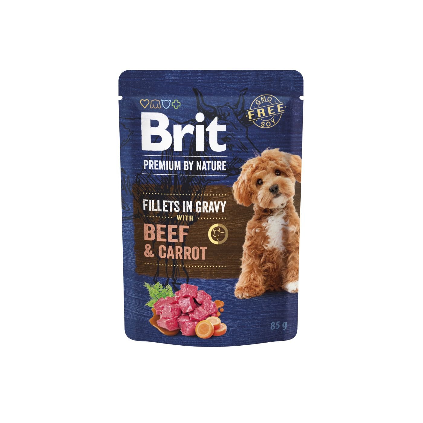 Array - 2025-12-30T173235.579 Корм вологий Brit Premium Fillets in Gravy Beef and Carrot д/собак малих порід філе в соусі яловичина і морква 85 г - Зображення 1