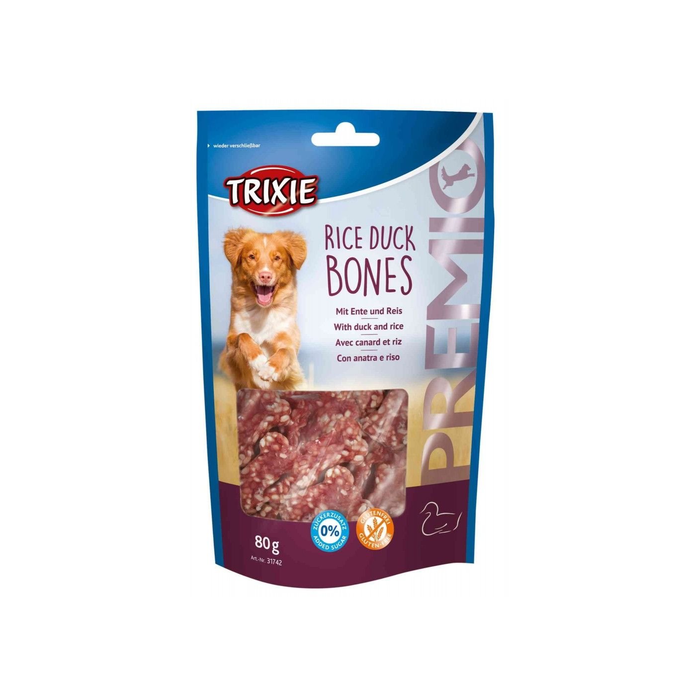 Array - 2025-12-30T223731.323 Ласощі Trixie Premio Rice Duck Bones для собак кісточки з качкою і рисом 80 г - Зображення 1