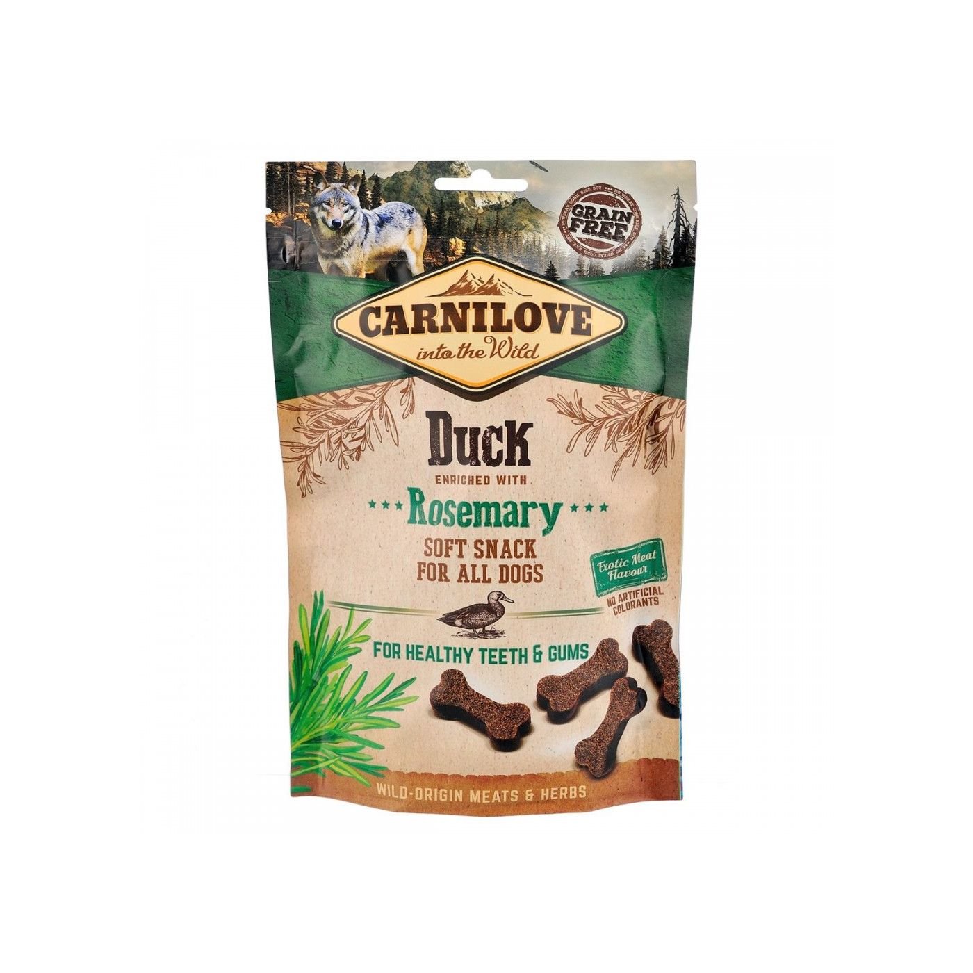 Array - 2025-12-30T233805.906 Ласощі Carnilove Dog Semi Moist Snack Duck with Rosemary для собак для здорових зубів і ясен з качкою та розмарином 200 г - Зображення 1