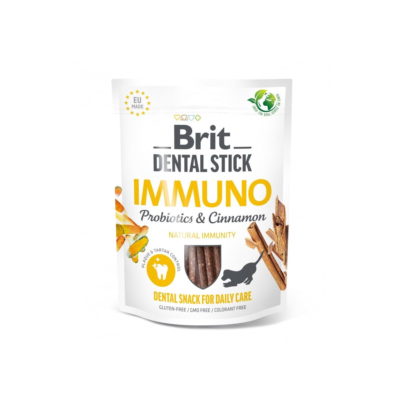 Array - 2025-12-30T235211.874 Ласощі Brit Dental Stick Immuno для дорослих собак з пробіотиками та корицею для міцного імунітету 7 шт 251 г - Зображення 1