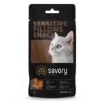 Хрумкі ласощі Savory Cats Snacks Pillows Sensitive для дорослих котів з чутливим травленням, 60 г