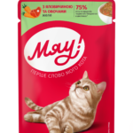 Мяу - вологий корм для дорослих котів в желе з яловичиною та овочами