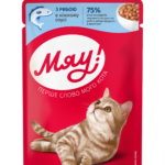 Мяу - вологий корм для дорослих котів з рибою в ніжному соусі