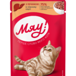 Мяу - вологий корм для дорослих котів з печінкою в ніжному соусі