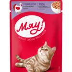 Мяу- вологий корм для дорослих котів з індичкою в ніжному соусі