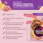 DELICKCIOUS™ "Смужки з індичкою та сиром в крем супі". Повнораціонний консервований корм для дорослих собак - Зображення 2