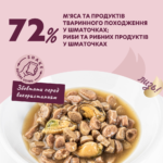 DELICKCIOUS™ “Шматочки з лососем і мідіями в соусі”. Повнораціонний консервований корм для дорослих котів - Зображення 5