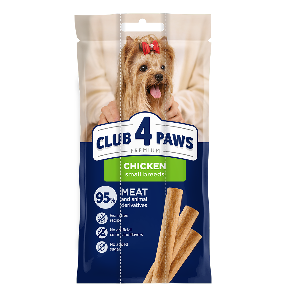 slide 1 3D CLUB 4 PAWS Преміум м’ясна паличка: курка. Додатковий корм для дорослих собак малих порід - Зображення 1