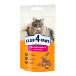 CLUB 4 PAWS Преміум подушечки для дорослих котів з яловичиною. Додатковий корм
