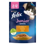 FELIX® FANTASTIC JUNIOR (Джуніор). З куркою. Шматочки у желе. Консервований порційний повнораціонний корм для кошенят.