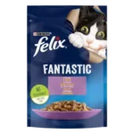 FELIX® FANTASTIC. З ягням. Шматочки у желе. Консервований порційний повнораціонний корм для дорослих котів