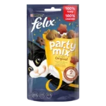 FELIX® PARTY MIX® Оріджинал Мікс. Додатковий сухий корм (ласощі) для дорослих котів зі смаком курки, печінки та індички.