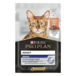 PRO PLAN® ADULT INDOOR (ЕДАЛТ ІНДОР). Консервований порційний повнораціонний корм для дорослих котів, що живуть вдома. З лососем. Шматочки у підливці