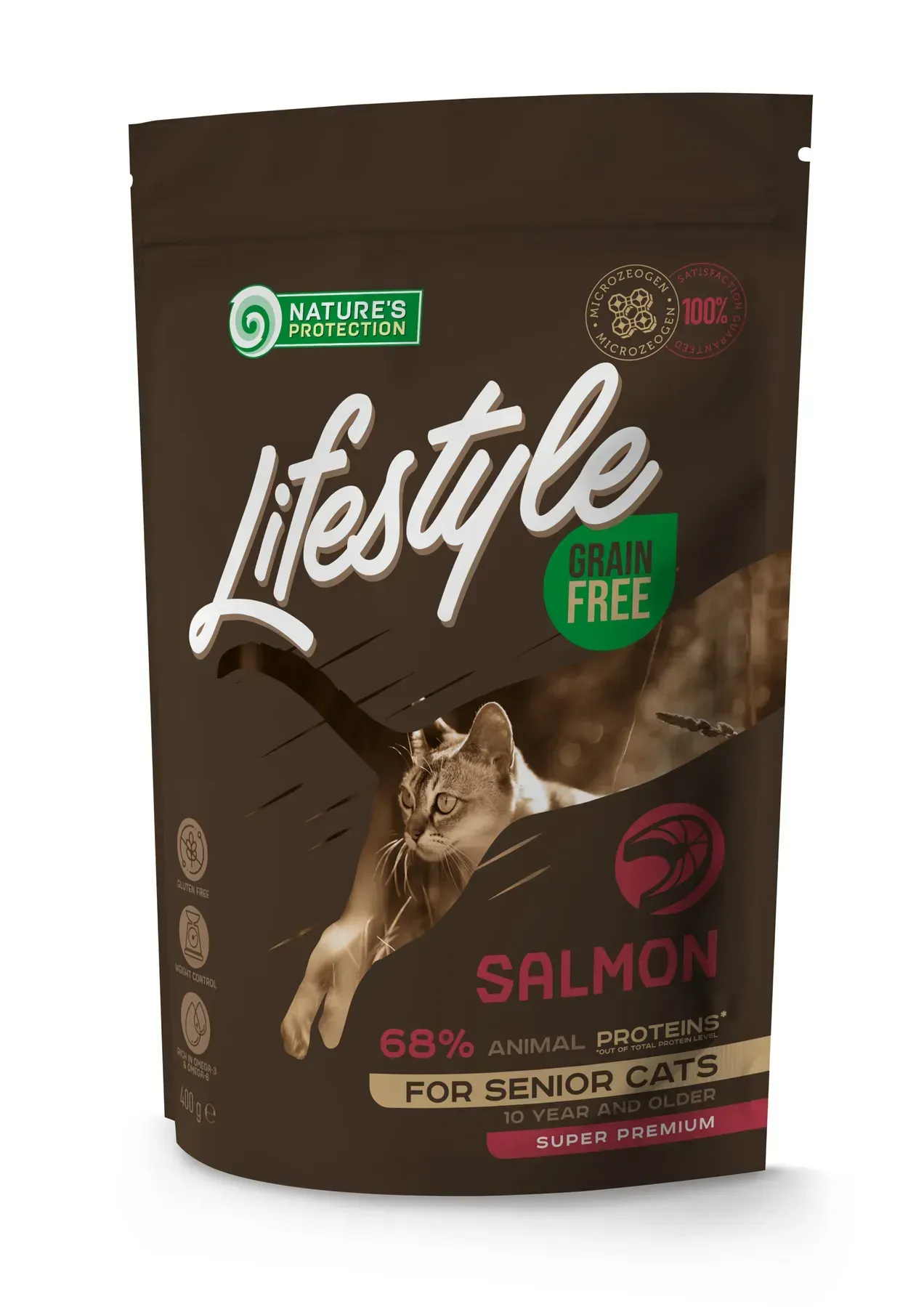 21109021483855 Nature's Protection Lifestyle Senior Salmon Сухий беззерновий корм для літніх котів з лососем - Зображення 1