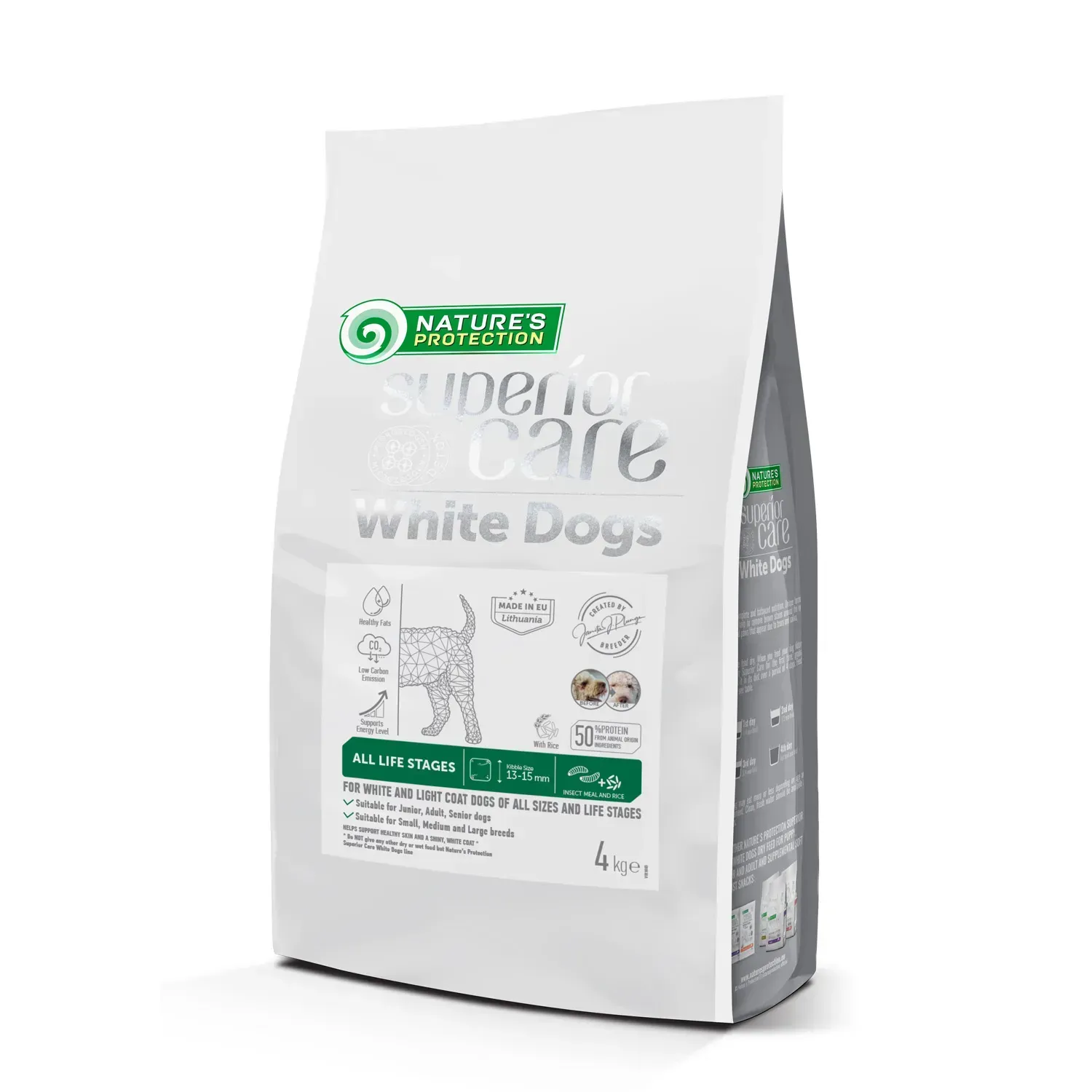 80410543373921 Nature's Protection Superior Care White Dogs Insect All Sizes&Life Stages Сухий корм для собак усіх розмірів і стадій життя з протеїном комах - Зображення 1