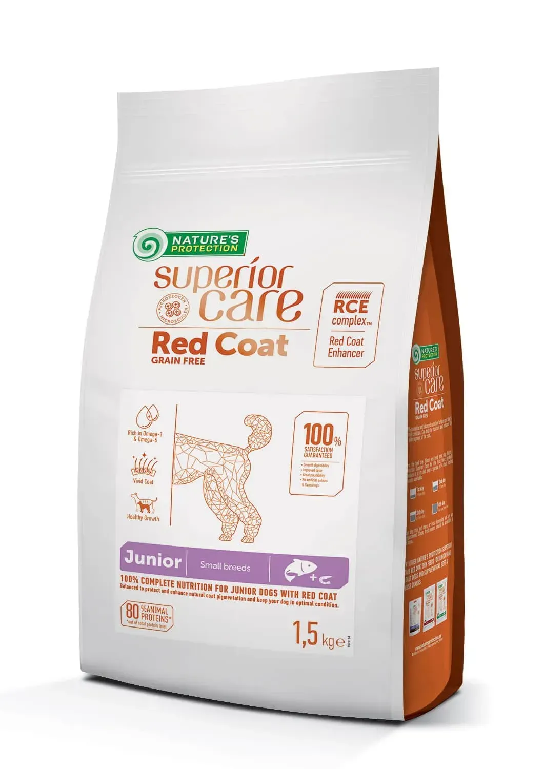 83579637965992 Nature's Protection Superior Care Red Coat Grain Free Salmon Junior Small Breeds Сухий беззерновий корм для юніорів малих порід з рудим забарвленням з лососем - Зображення 1