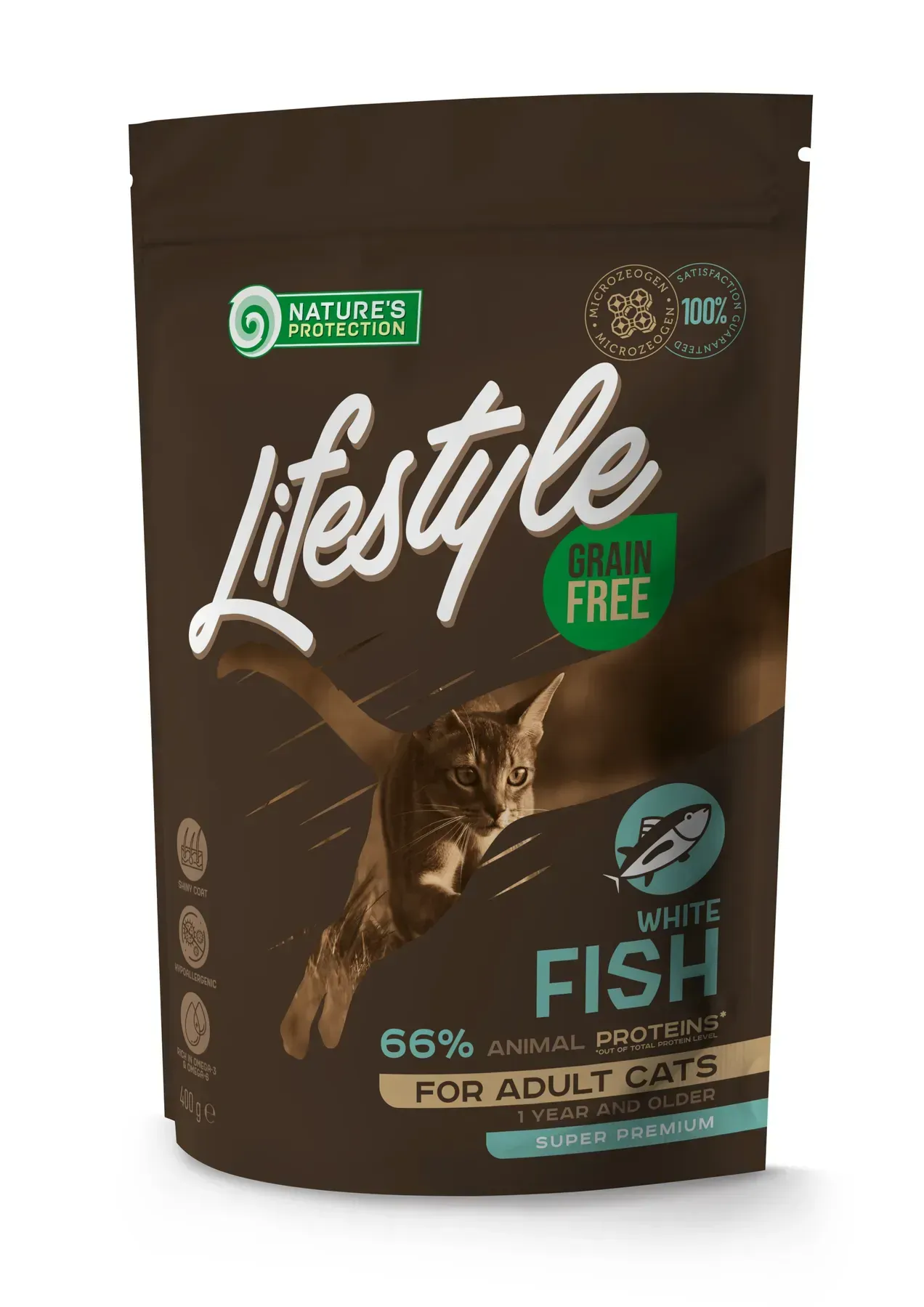 91219500775880 Nature's Protection Lifestyle Adult White fish Сухий беззерновий корм для котів з білою рибою - Зображення 1