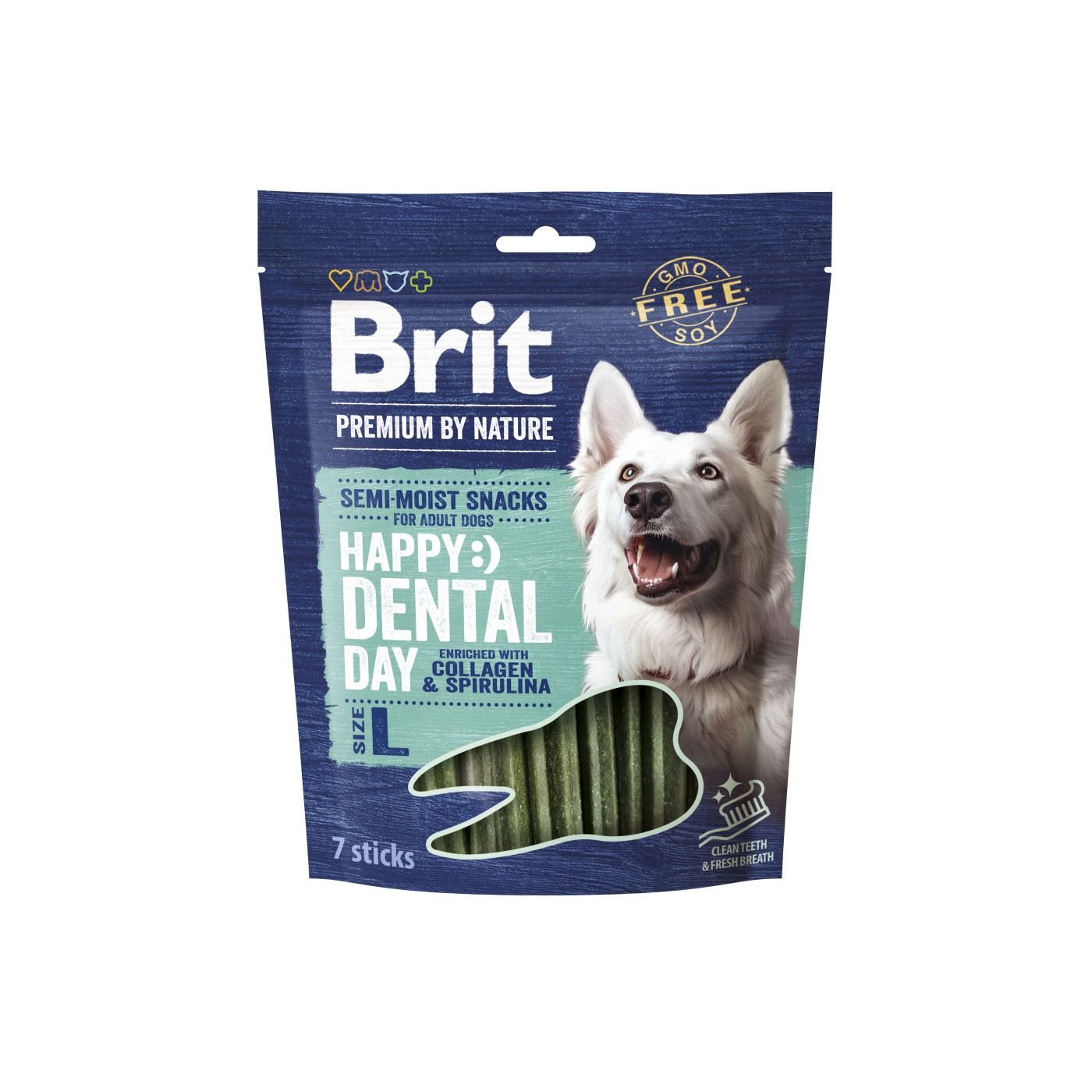 Array - 2026-01-04T141425.327 Ласощі Brit Premium Dental Snacks L д/cобак великих порід з колагеном і спіруліною 250 г - Зображення 1