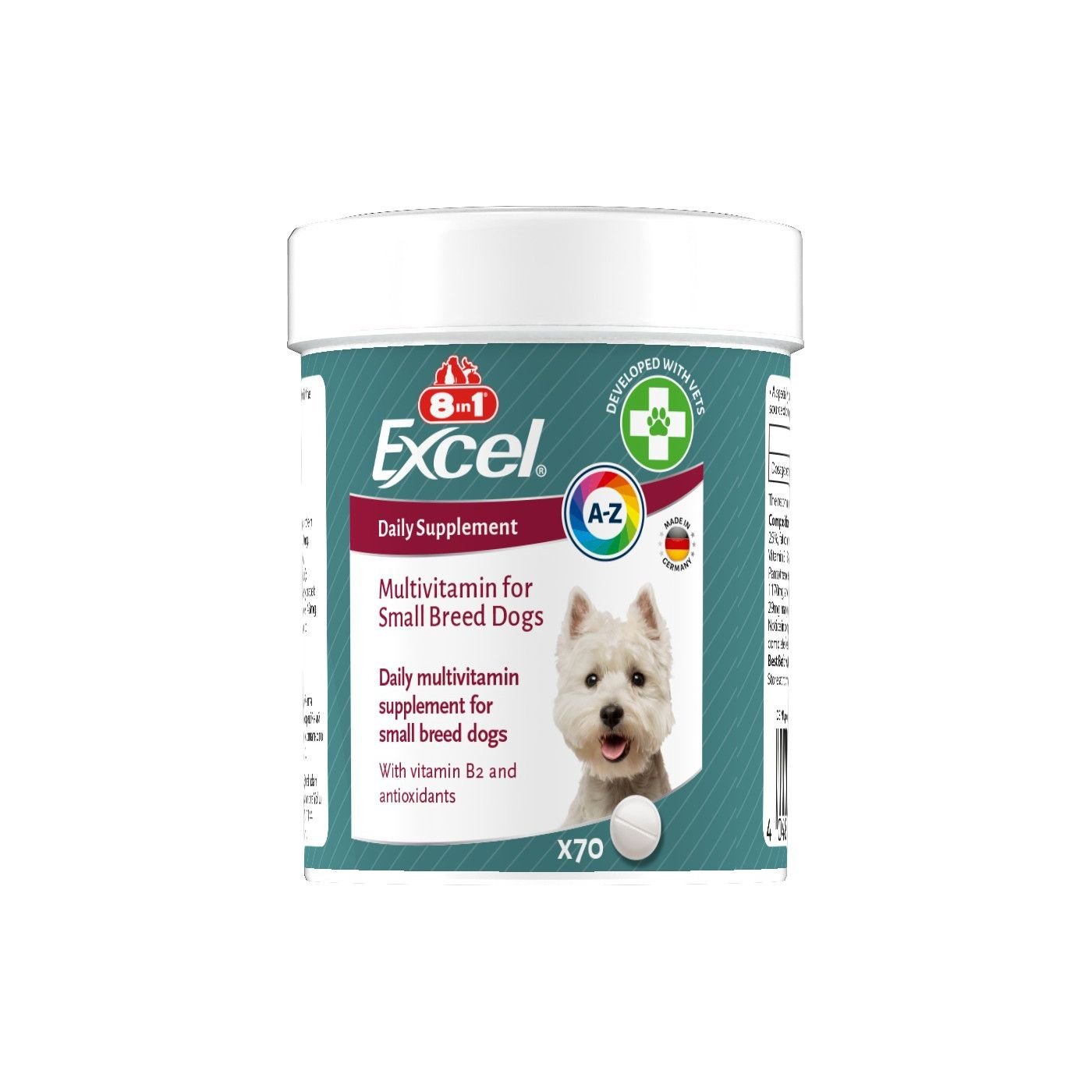 Array - 2026-01-04T144735.452 Вітаміни 8in1 Excel Multi Vitamin Small Breed для собак дрібних порід мультивітамін 70 шт - Зображення 1