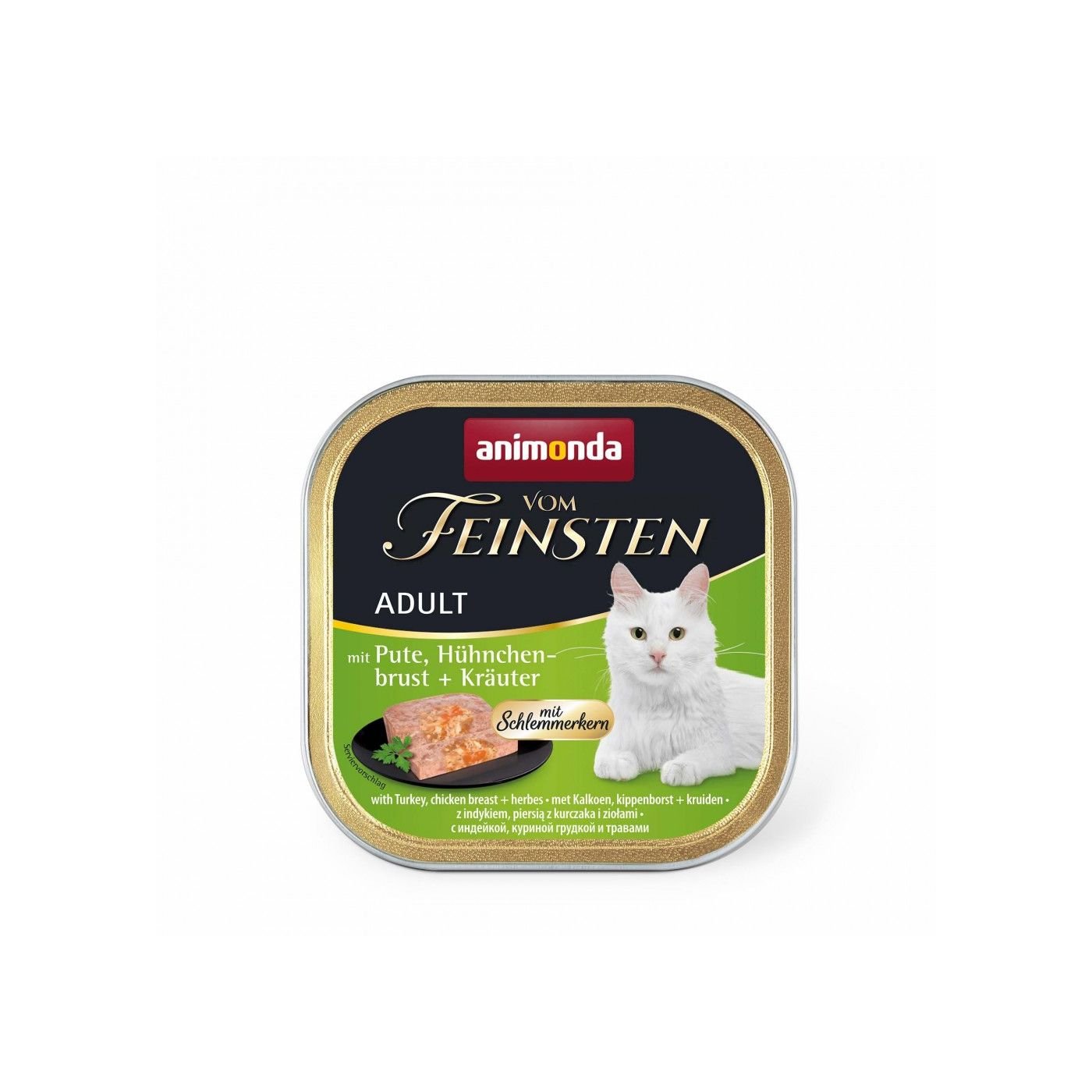 Array - 2026-01-07T120310.267 Корм вологий Vom Feinsten Adult Turkey Chicken breast Herbs для котів з індичкою курячою грудкою і травами 100 г - Зображення 1