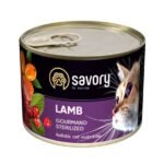 Корм вологий Savory Cat Can Adult Sterilised консерви для стерилізованих котів з ягням 200 г