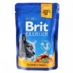 Корм вологий Brit Premium Salmon and Trout pouch для котів з лососем і фореллю 100 г