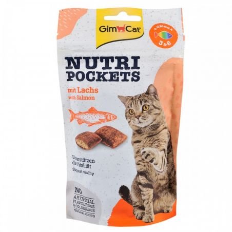 Array - 2026-01-07T164422.590 Вітамінні ласощі GimCat Nutri Pockets для котів для зміцнення імунної системи та здоров’я з лососем Омега 3/6 60 г - Зображення 1