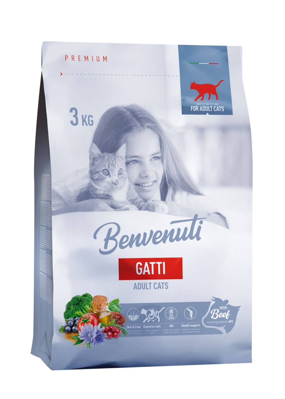 27400-benvenuti-gatti-beef-3kg Сухий корм для котів BENVENUTI GATTI з яловичиною 3 кг - Зображення 1