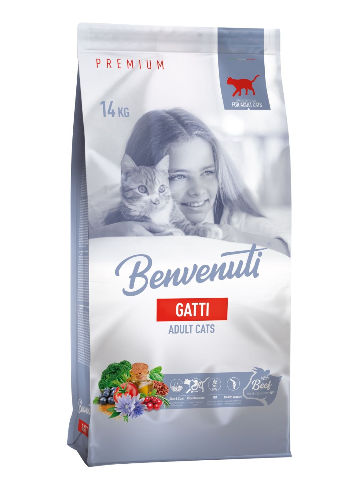 27401-benvenuti-gatti-beef-14kg Сухий корм для котів BENVENUTI GATTI з яловичиною 14 кг - Зображення 1