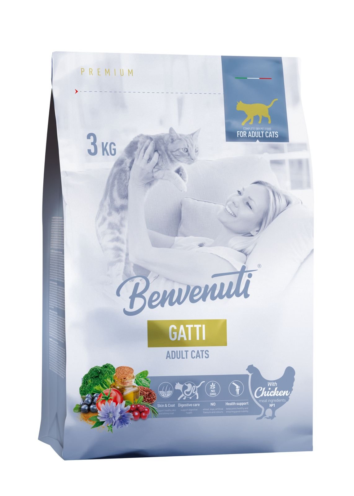 27403 Сухий корм для котів BENVENUTI GATTI з куркою 3 кг - Зображення 1