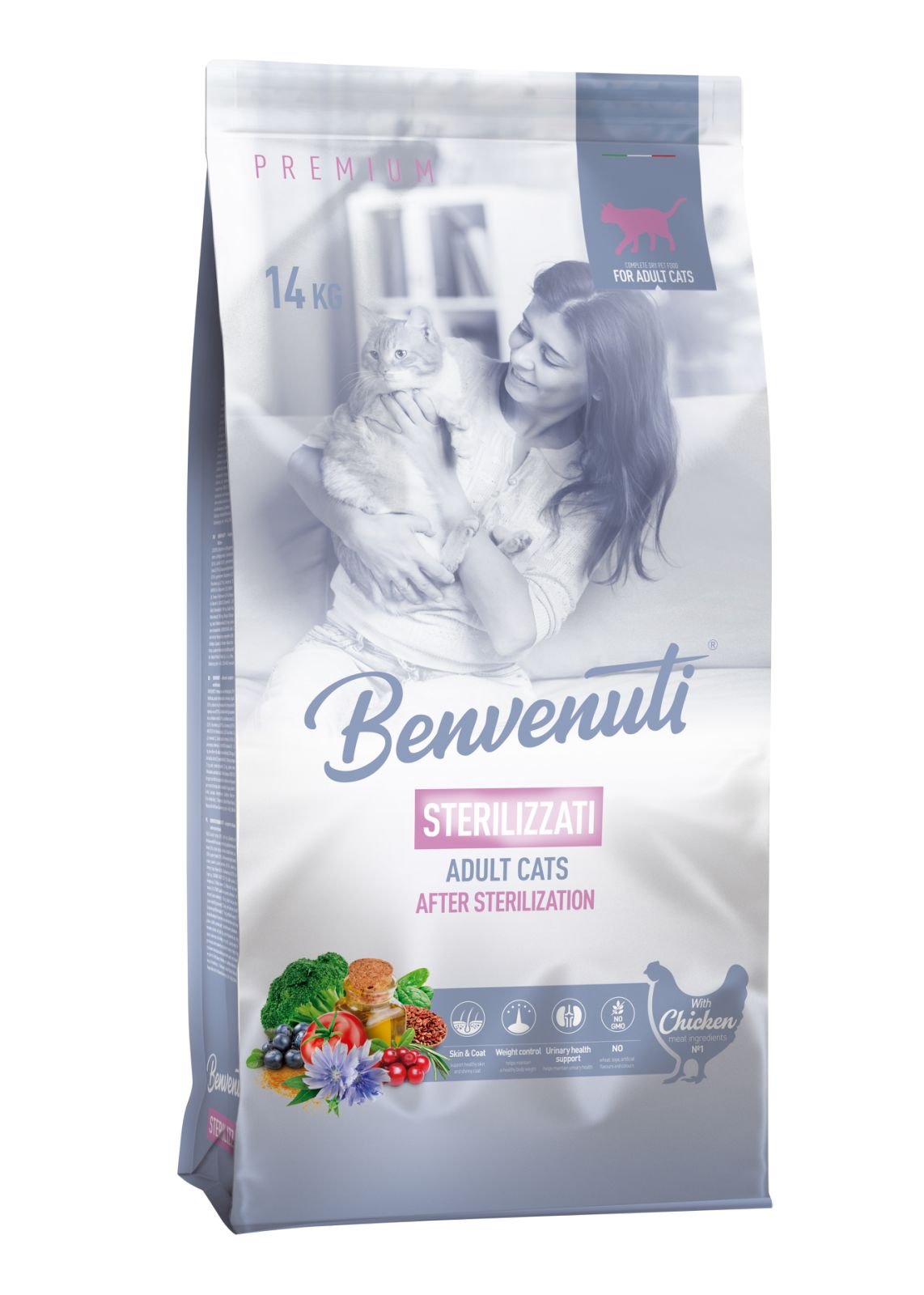 27413-benvenuti-sterilizzati-14kg Сухий корм для стерилізованих котів BENVENUTI STERILIZZATI 14 кг - Зображення 1