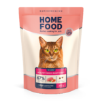 Повнораціонний сухий корм Home Food для котів CAT ADULT Здорова шкіра та блиск шерсті Індичка та лосось 0,4 кг
