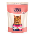 Повнораціонний сухий корм Home Food для котів CAT ADULT Здорова шкіра та блиск шерсті Індичка та лосось 1,6 кг