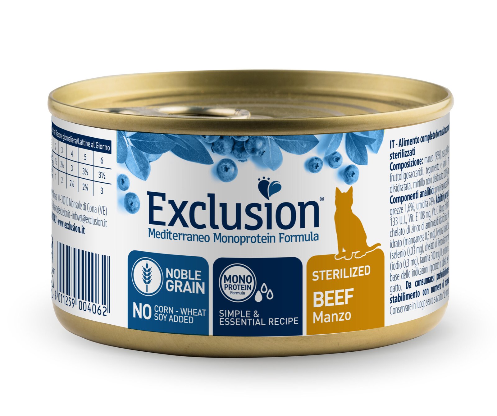 Set of mockups. White blank tincan silver and gold metal Tin Can Консерви для стерилізованих котів з яловичиною Exclusion Sterilized Beef 85г - Зображення 1