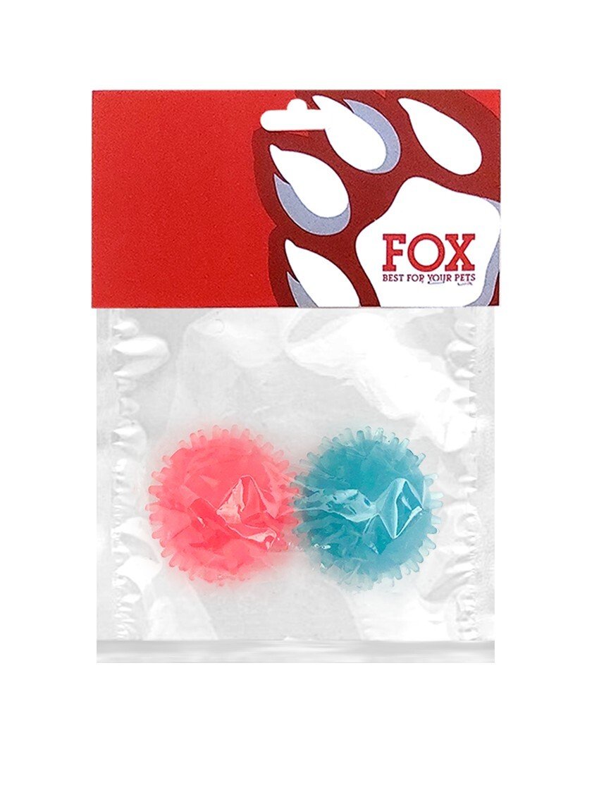 31827400 Набір іграшок для собак Fox м'ячі з шипами червоний+синій із запахом ванілі, 4 см - Зображення 1