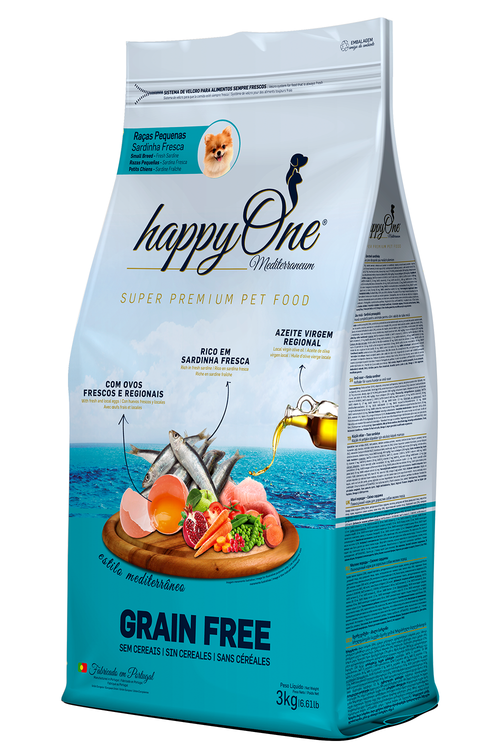 5600758049389 Сухий корм happyOne Mediterraneum Small Breeds Fresh Sardine для собак малих порід зі свіжою сардиною 3кг - Зображення 1