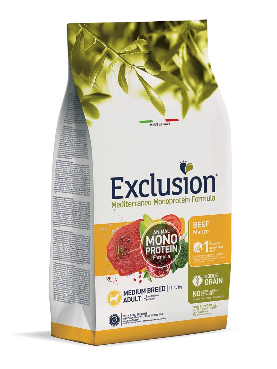 8011259003102 Сухий корм для собак Exclusion Adult Beef Medium Breed з яловичиною 3кг | для дорослих середніх порід - Зображення 1