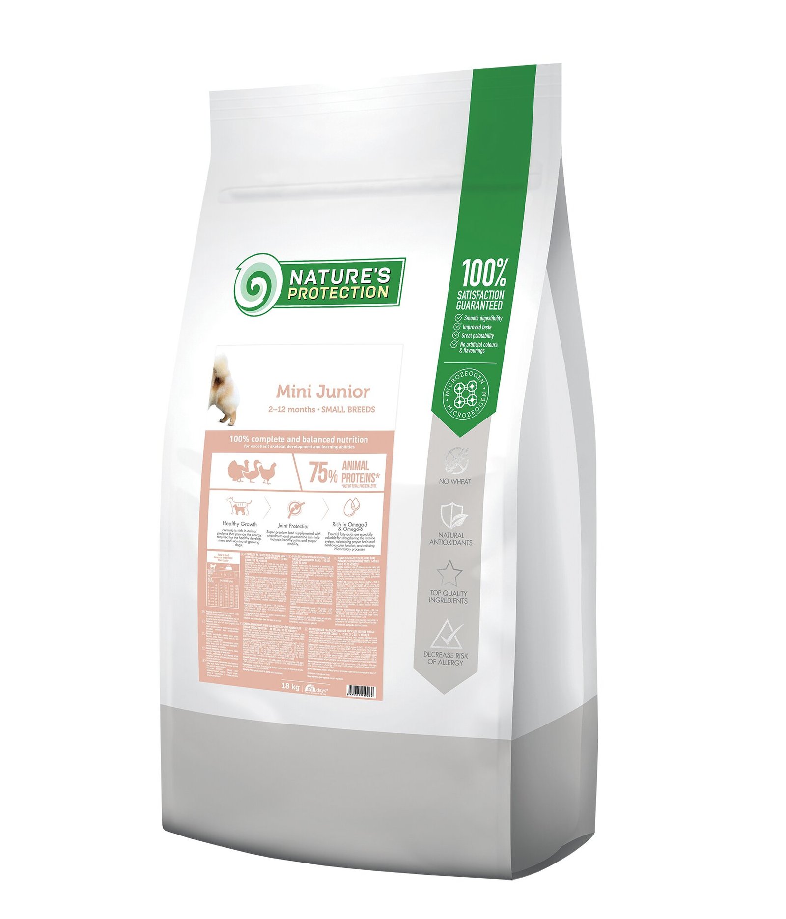 80463819081166_ 7134448e95 Сухий корм для цуценят малих порід Nature's Protection Mini Junior Small Breeds з м'ясом птиці, 18 кг - Зображення 1