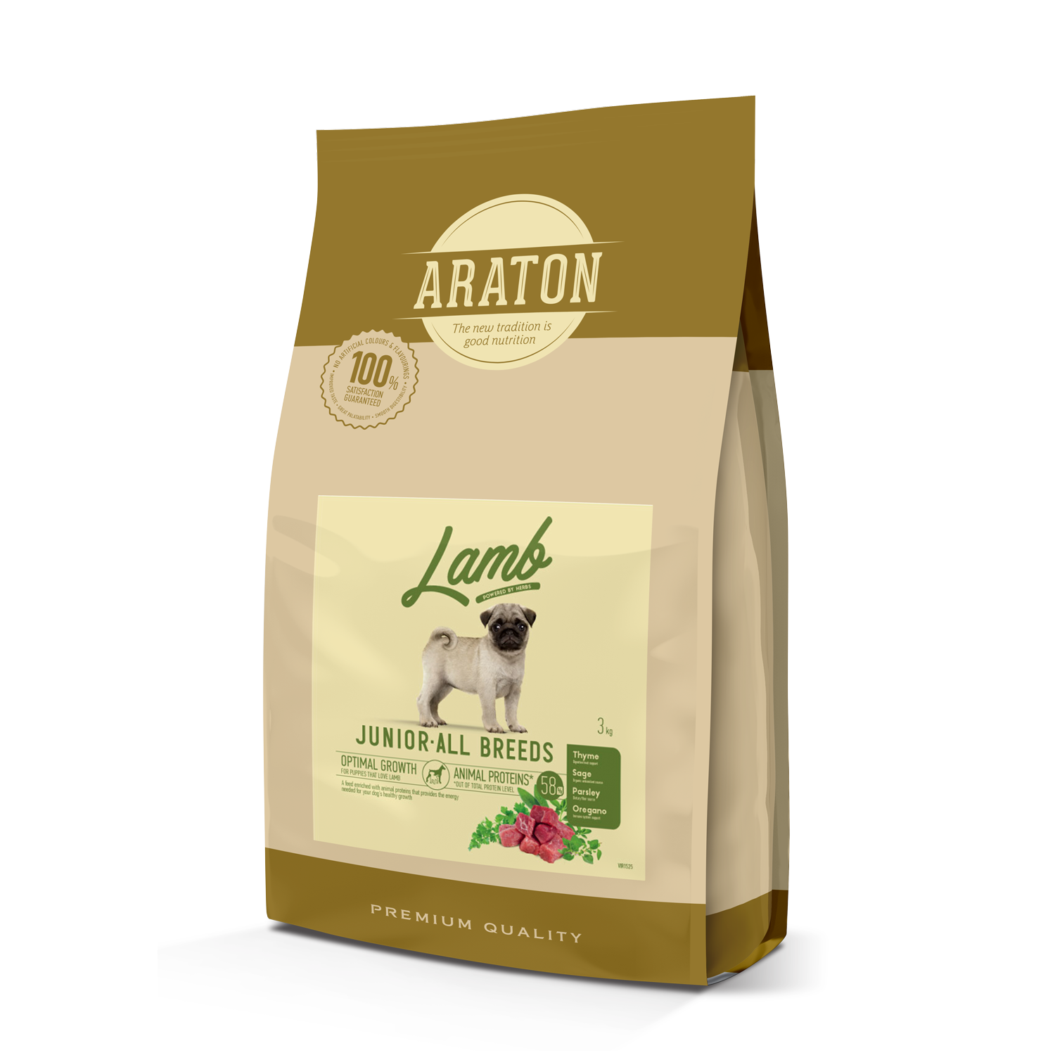 art47483-araton-dog-junior-lamb-3kg-mono Сухий корм з ягням і рисом для юніорів всіх порід ARATON Lamb Junior All Breeds, 3 кг - Зображення 1