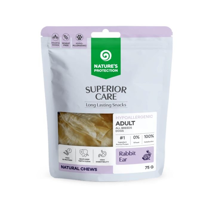 kiknpsc70538-11 Ласощі для собак Nature's Protection Superior Care Natural Rabbit Ears натуральні кролячі вушка, 75 г - Зображення 1