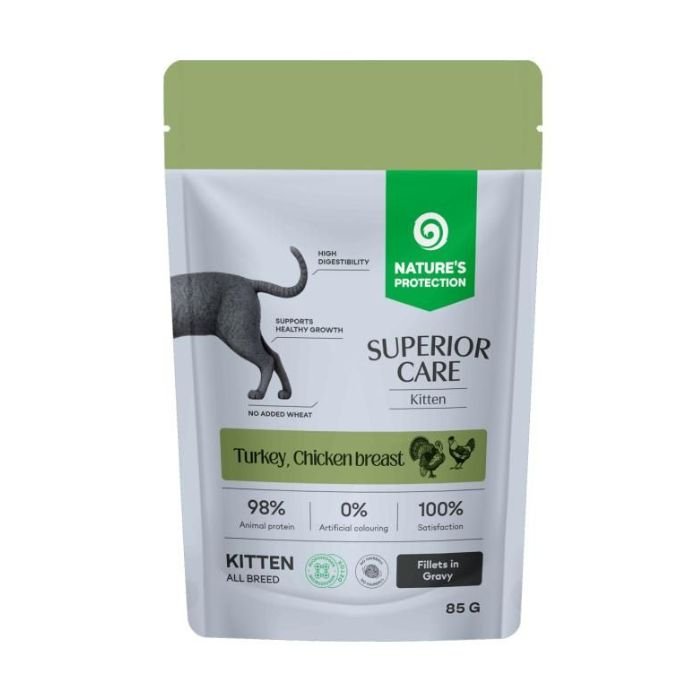npsc47910 Вологий корм для кошенят Nature's Protection Superior Care Kitten Grain Free з індичкою і куркою, 85 г - Зображення 1