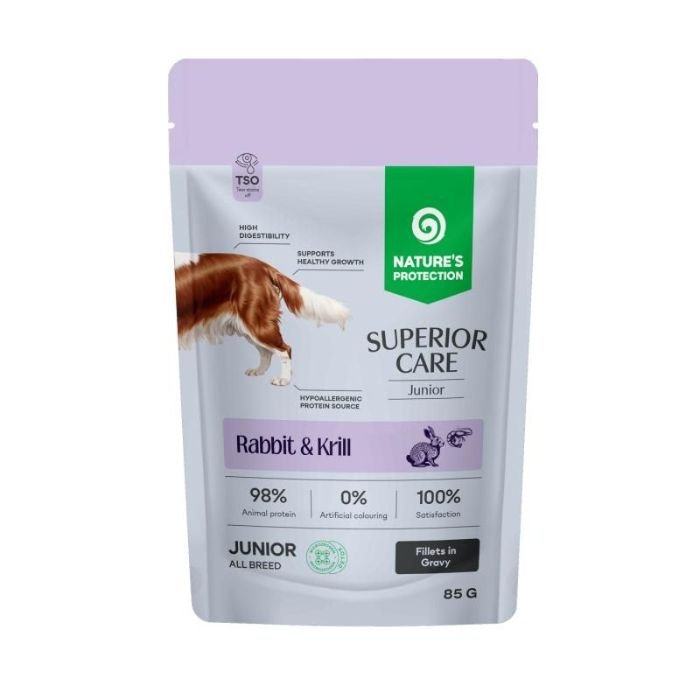 npsc47912 Вологий корм для юніорів Nature's Protection Superior Care Junior Grain Free Rabbit and Krill з кроликом і крилем, 85 г - Зображення 1