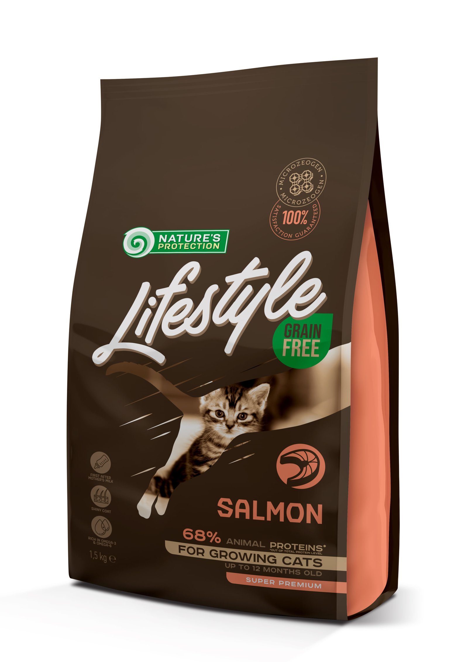 sukhoy-bezzernovoy-korm-dlya-kotyat-s-lososem-lifestyle-grain-free-salmon-kitten-15kg-36277851302617_-ae3a712b4f-2.jpeg Сухий беззерновий корм для кошенят Nature's Protection Lifestyle Growing Salmon з лососем, 1,5 кг - Зображення 1