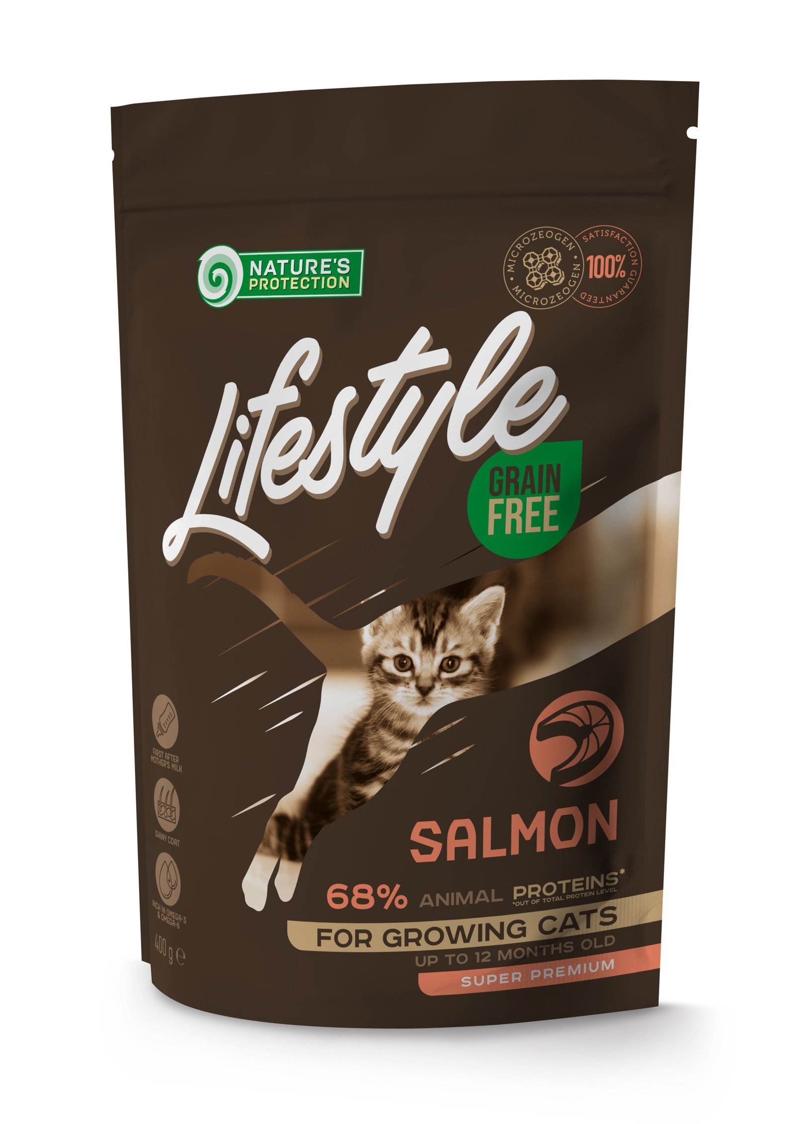 sukhoy-bezzernovoy-korm-dlya-kotyat-s-lososem-lifestyle-grain-free-salmon-kitten-400g-70354178409704_-65a4afe1c5-2.jpeg Сухий беззерновий корм для кошенят Nature's Protection Lifestyle Growing Salmon з лососем, 400 г - Зображення 1