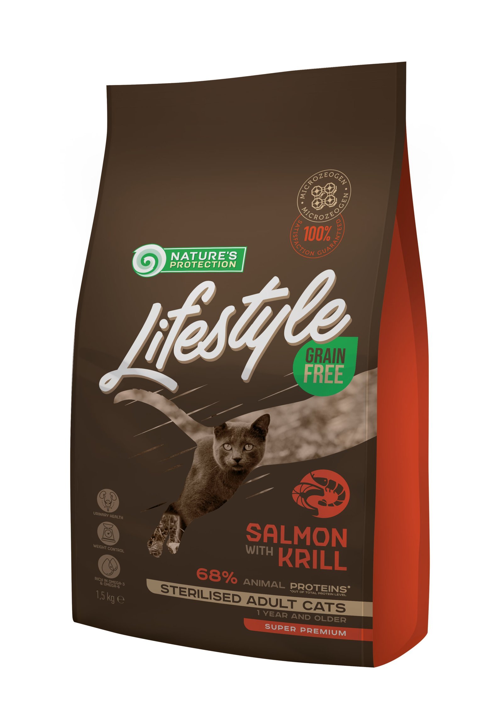 sukhoy-bezzernovoy-korm-dlya-sterilizovanykh-vzroslykh-koshek-s-lososem-lifestyle-grain-free-salmon-with-krill-sterilised-adult-cat-1.5kg-49657122435750_-0d3681270f-2.jpeg Сухий беззерновий корм для стерилізованих котів Nature's Protection Lifestyle Sterilised з лососем, 1,5 кг - Зображення 1